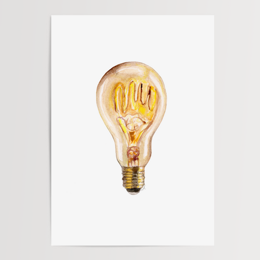 Vintage-style light bulb on a white background